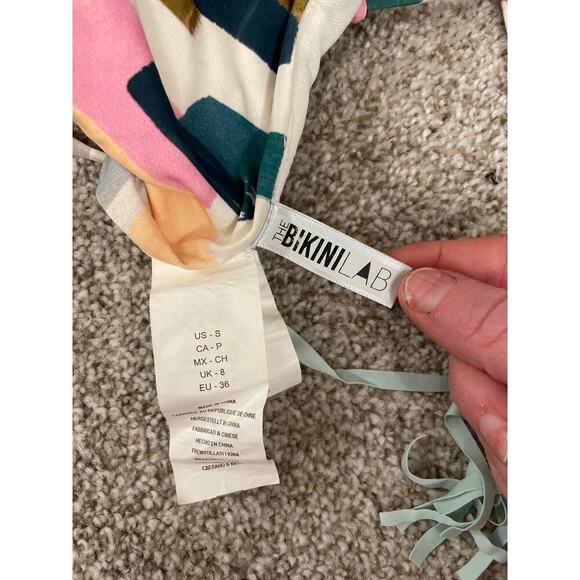 Bikini Lab Bandeau Bikini Swimsuit Top& Cutout Hipster Bottom in Paint Party,S - Picture 8 of 8